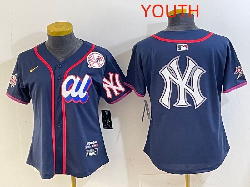 Youth 2025 New York Yankees Blank Drak Blue All star Nike MLB Jersey style 015